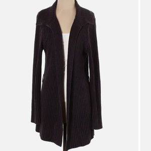 KIKIT Ribbed Velour Black Open Front Cardigan Ribbed Sweater Size S